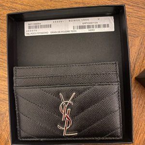 monogram card case in grain de poudre embossed leather